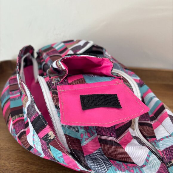 Kavu Pink Black Geometric Design Cotton Canvas Rope Sling Crossbody Backpack - Picture 12 of 12
